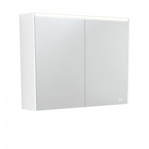 Fie LED Mirror Cabinet with Matte White Side Panels 900